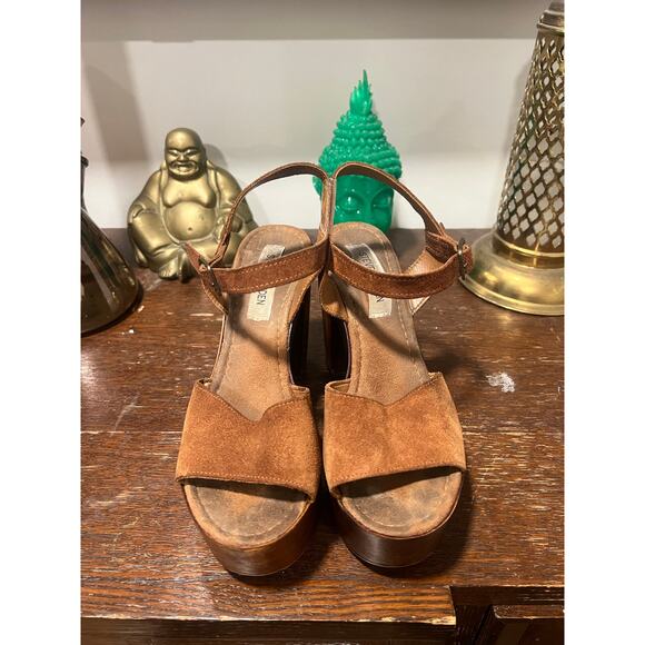 Steve Madden Lulla Chestnut Suede Leather Platform Sandals 7 - Picture 8 of 9